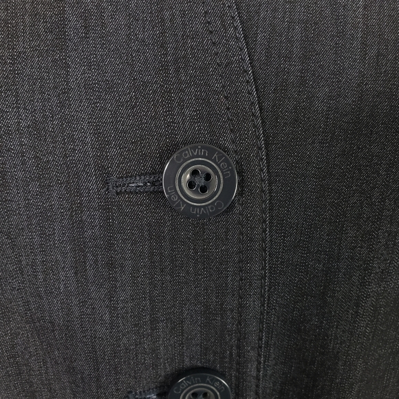 Calvin Klein Cap Sleeve Button Front Belted Dark Wash Denim Dress 10 Petite - Picture 7 of 12